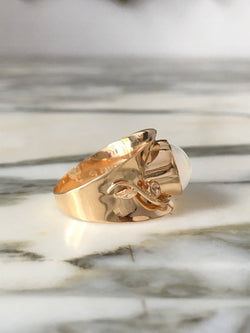 Bague Solitaire en or jaune et pierre de lune