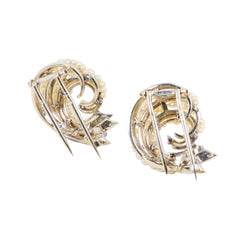 Broches Clips en or blanc et perles