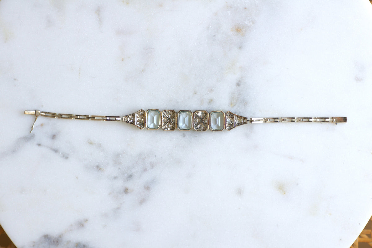 Bracelet en or blanc, aigues-marines et diamants