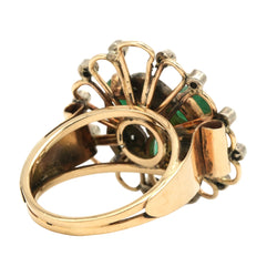 Bague Marguerite en or jaune, émeraudes et diamants