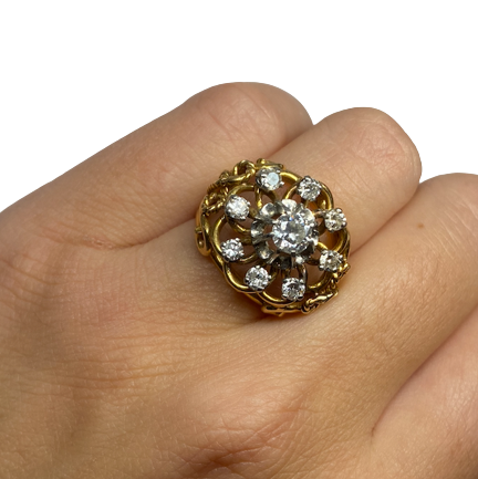 Bague Dôme en or jaune et diamants
