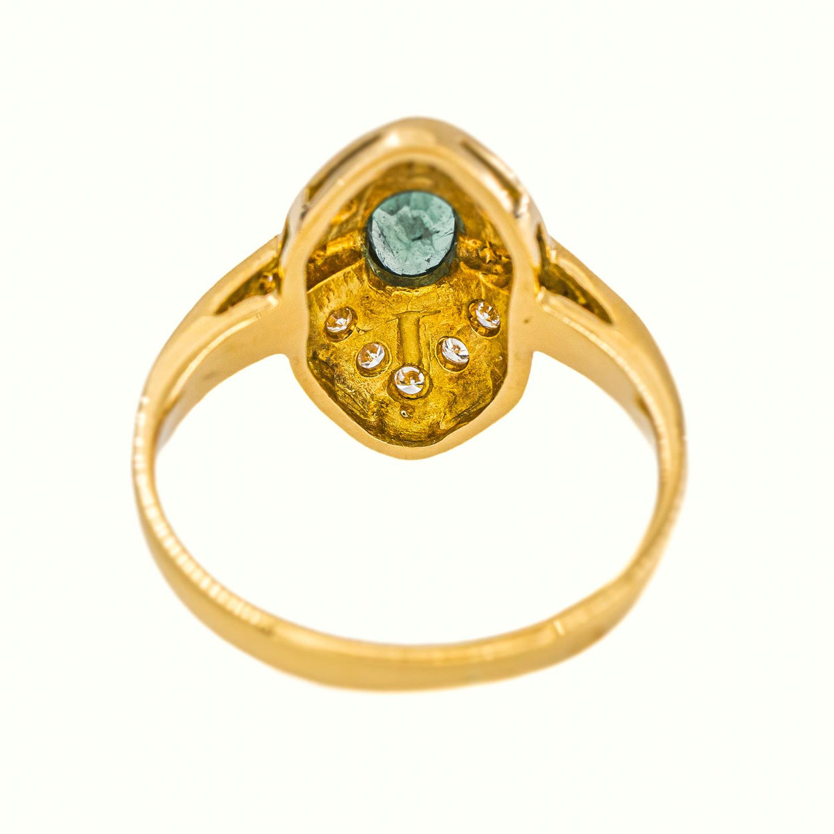 Bague  Marquise Or jaune Emeraude