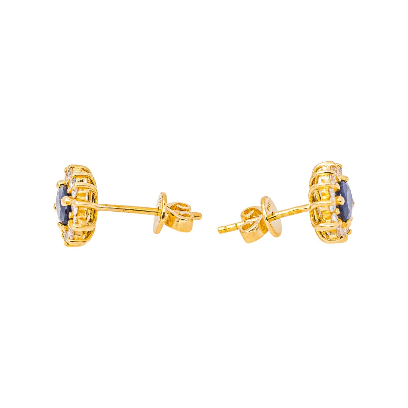 Boucles d'oreilles Puces Or jaune Saphir