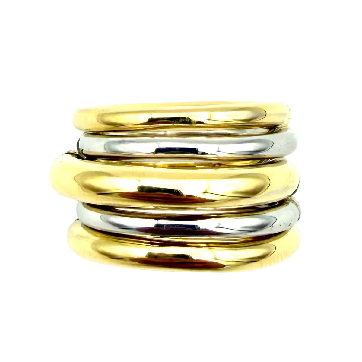 Bague POMELLATO "Tubolare" en or blanc et or jaune