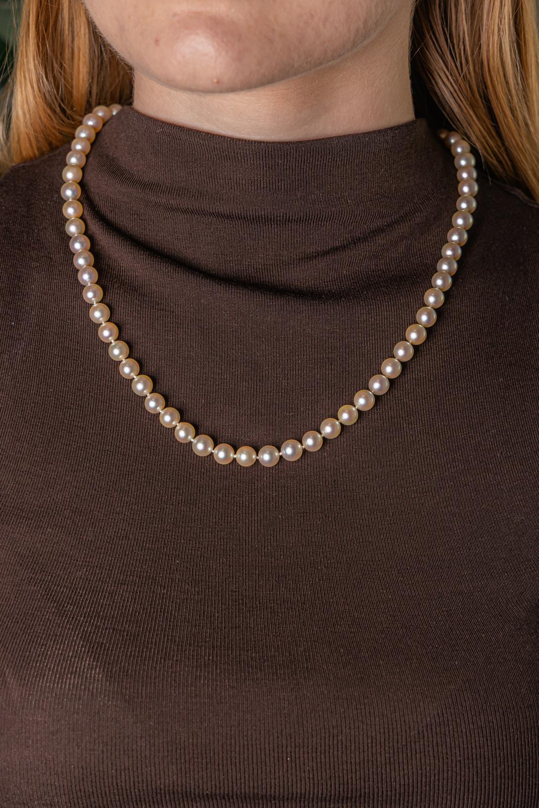 Collier  Or blanc  Perle
