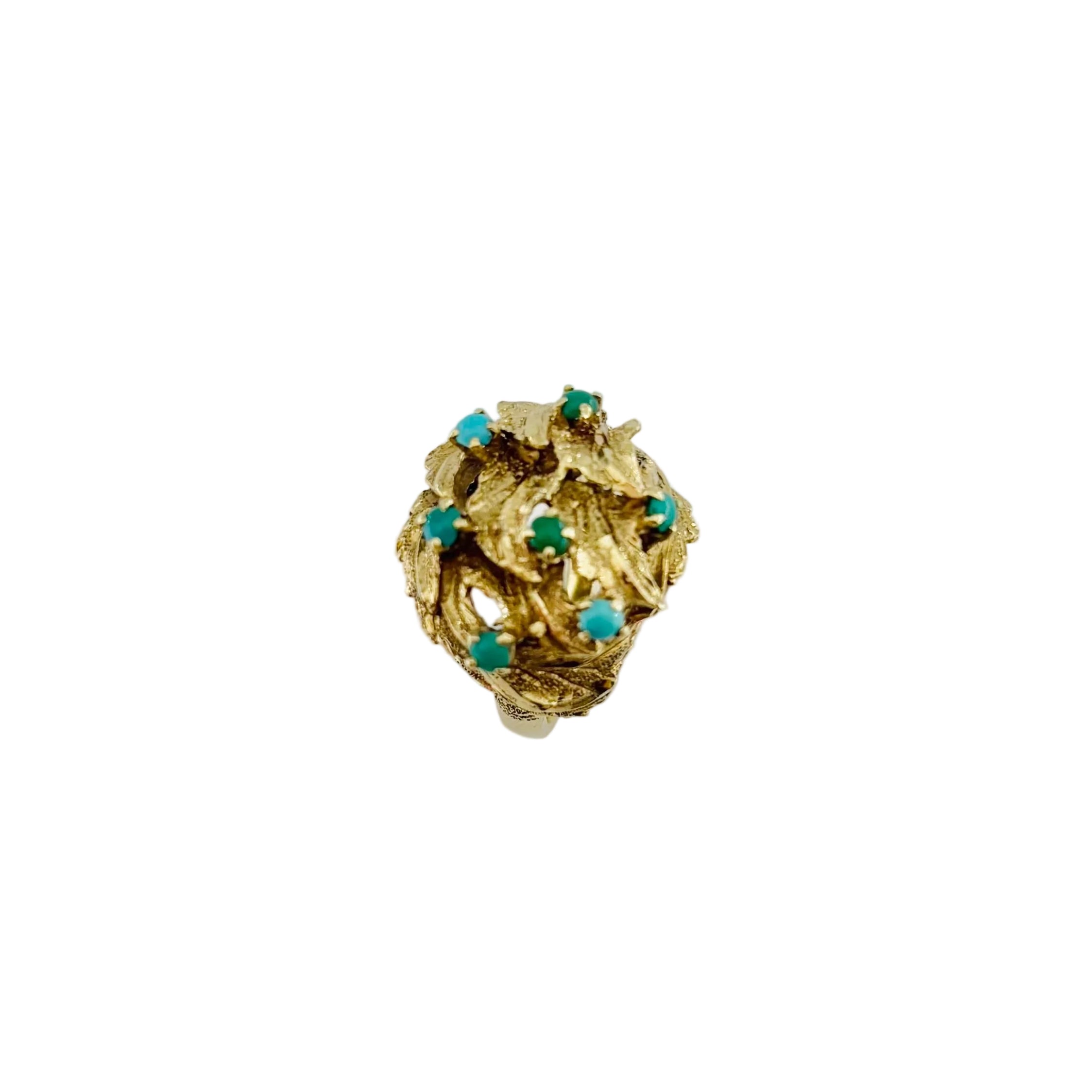 Bague Dôme en or jaune et turquoise