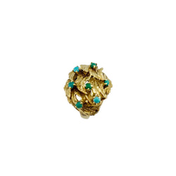 Bague Dôme en or jaune et turquoise