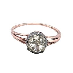 Bague Solitaire en or rose, argent et diamant