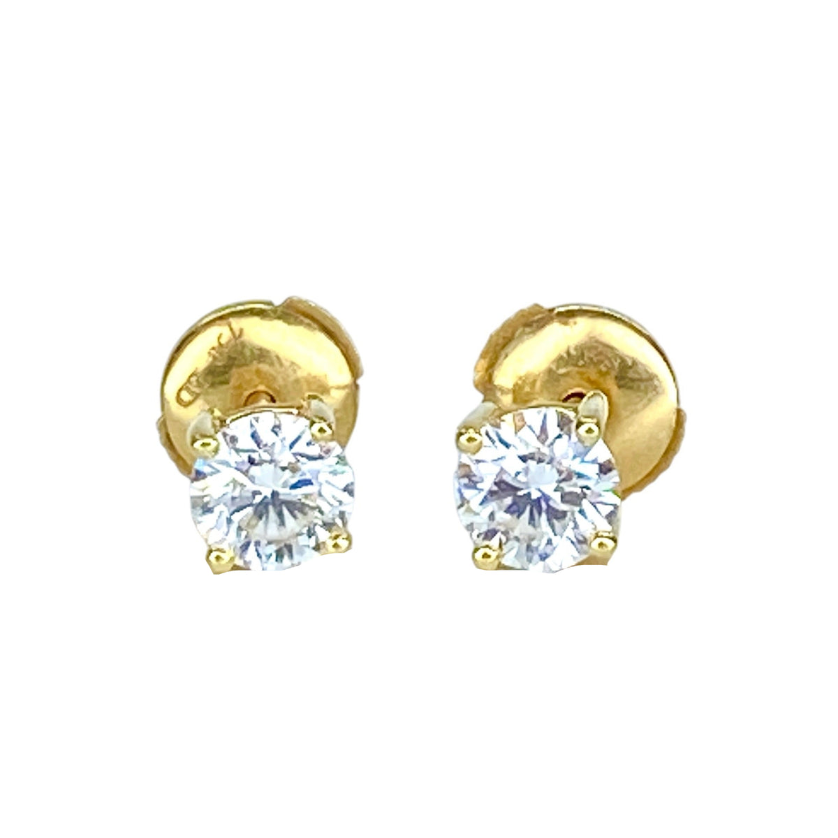 Boucles d’oreilles Puces en or jaune et diamants