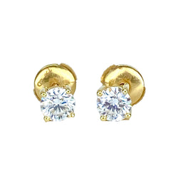 Boucles d’oreilles Puces en or jaune et diamants
