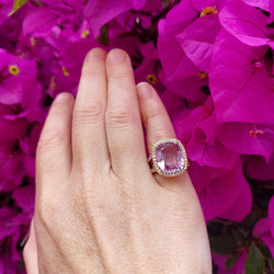 Bague Entourage en or rose, améthyste et diamants