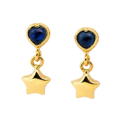 Boucles d'oreilles Pendantes en or jaune et saphirs