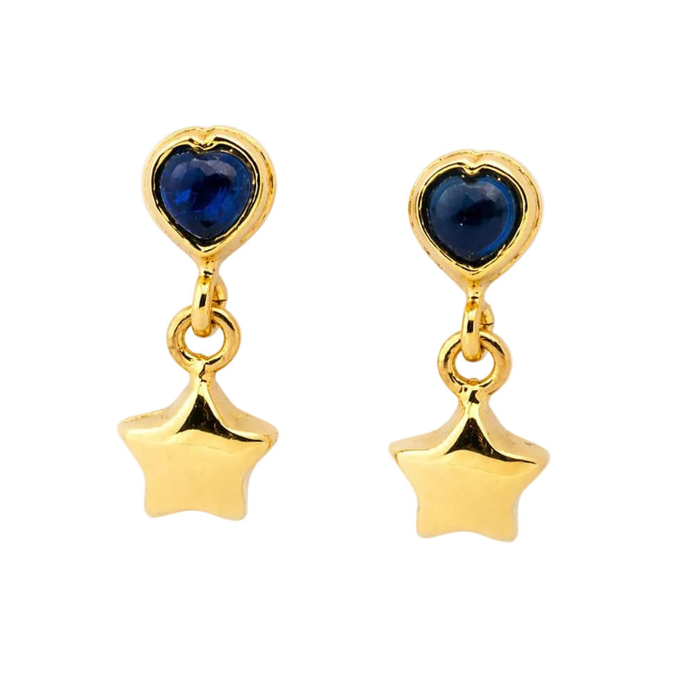 Boucles d'oreilles Pendantes en or jaune et saphirs