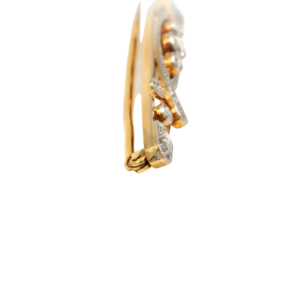 Broche Barrette en or blanc, or jaune et diamants