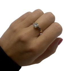 Bague Solitaire en or blanc, or jaune et diamant