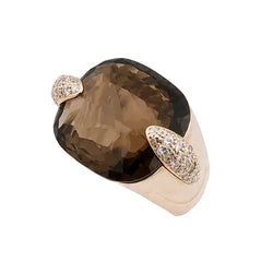 Bague Cocktail en or jaune, quartz et diamants