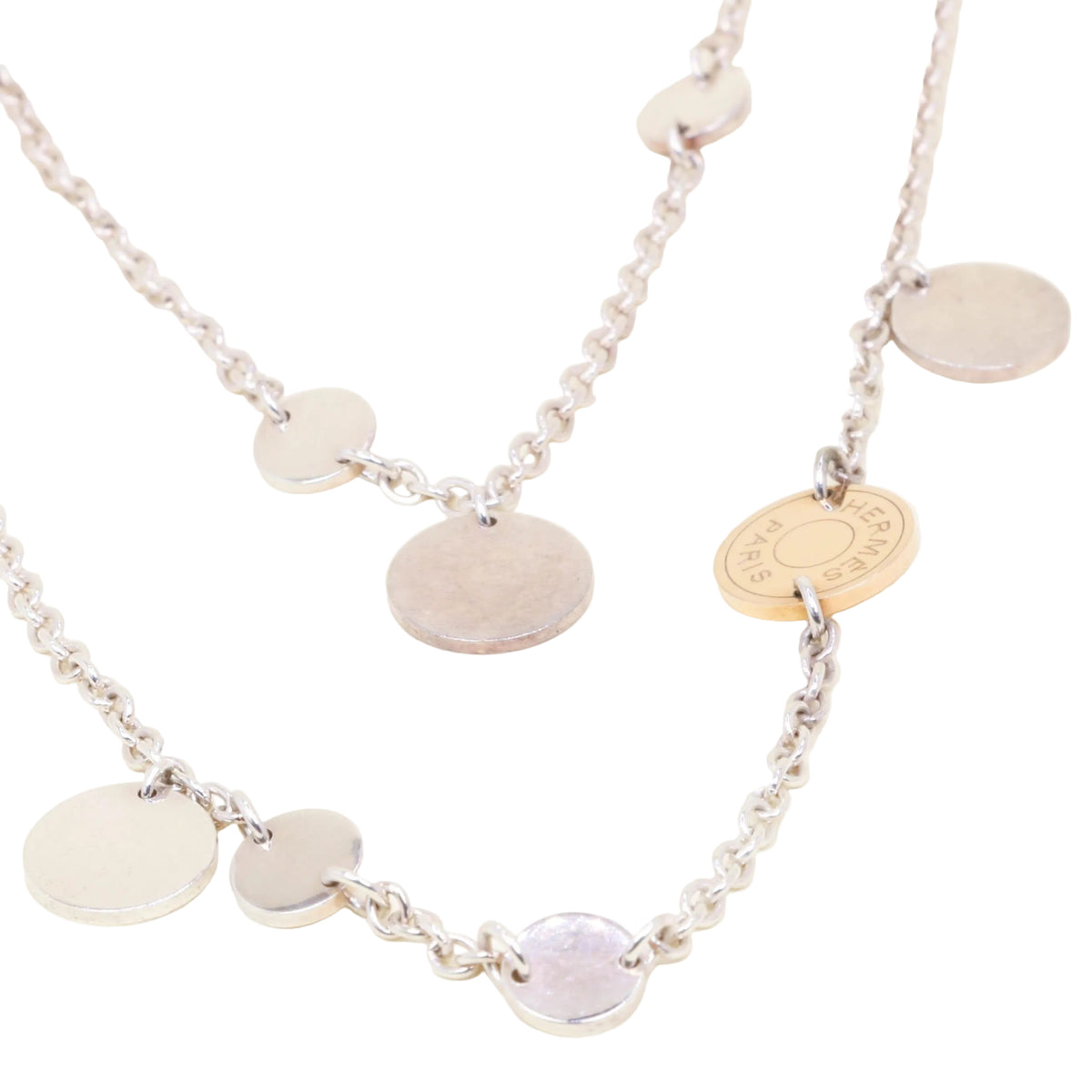 Collier Sautoir HERMÈS "Ex"Libris" en argent, or rose et argent