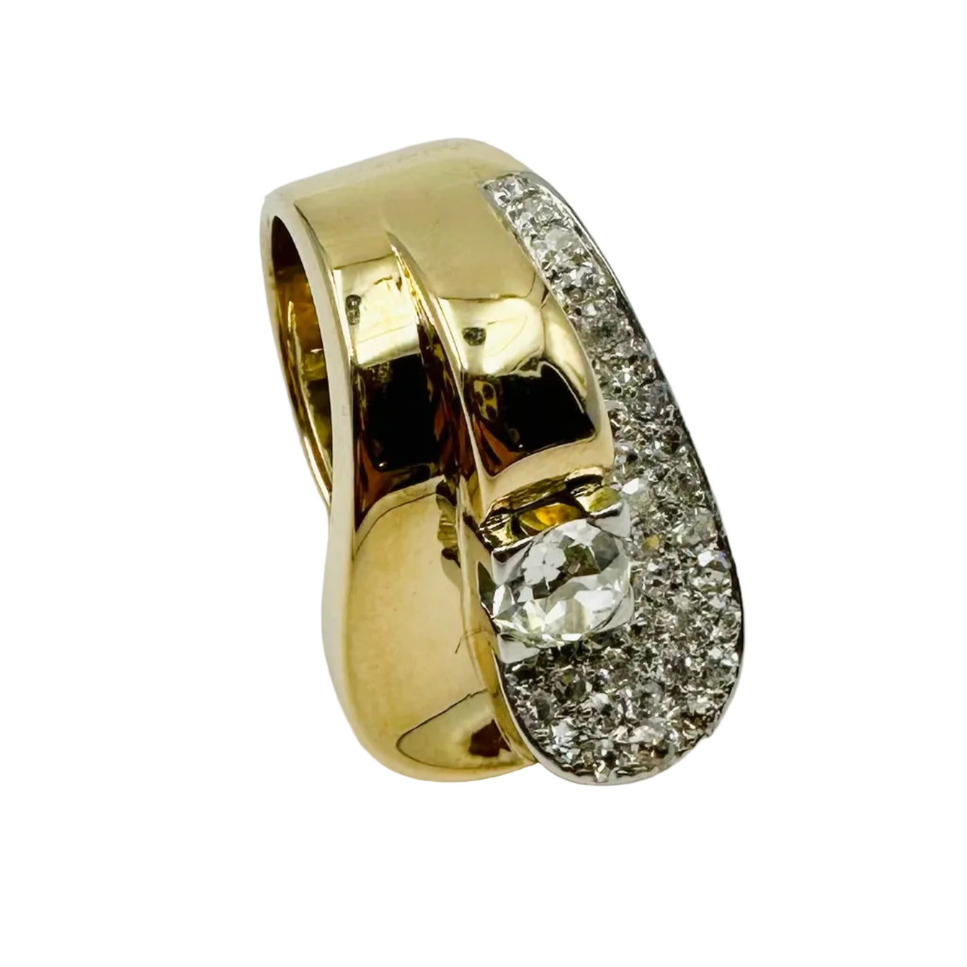 Bague Pavée en or jaune, platine et diamants