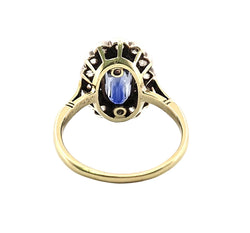 Bague Entourage en or jaune, argent, saphir et diamants