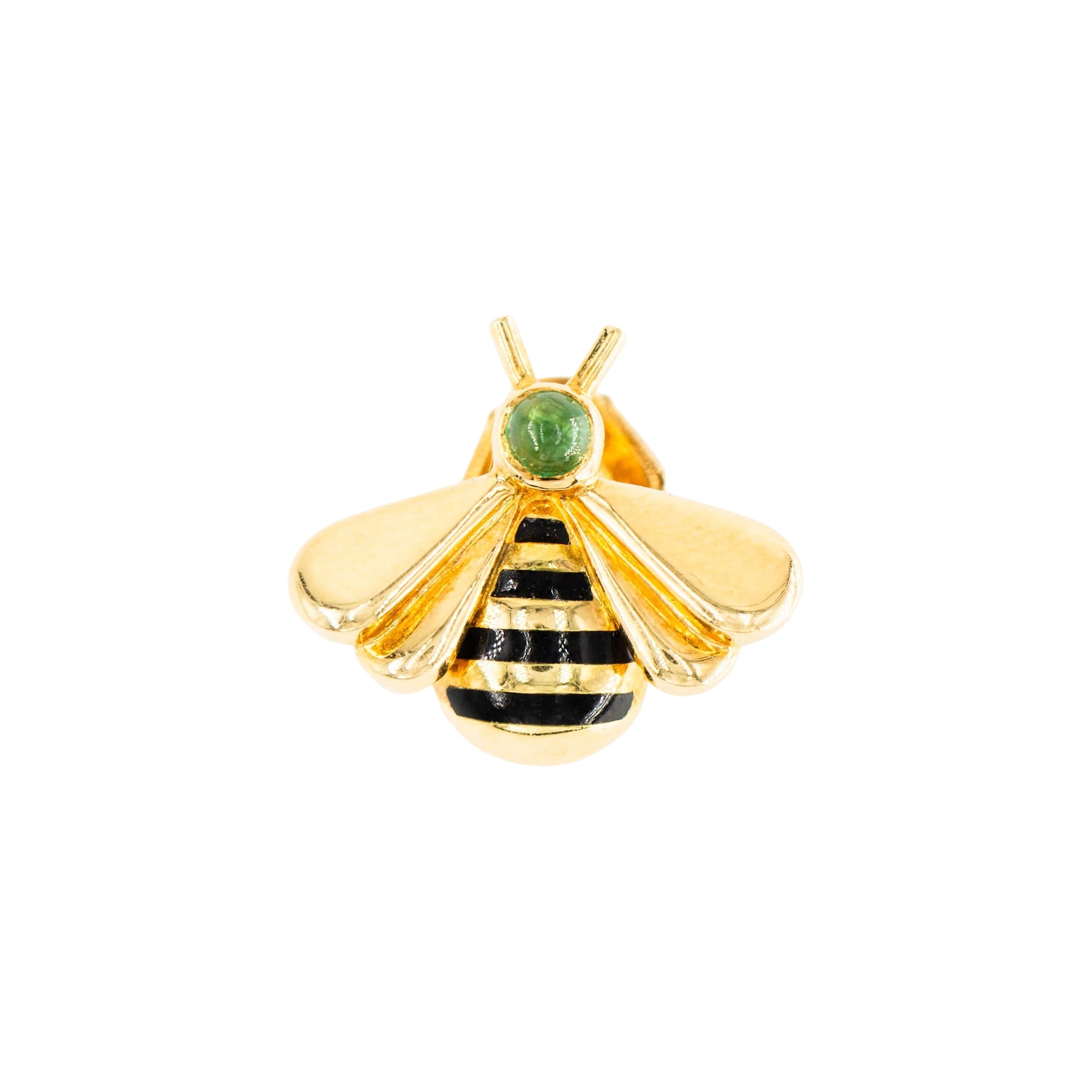 Broche Pin CARTIER "Abeille" en or jaune, émail et émeraude