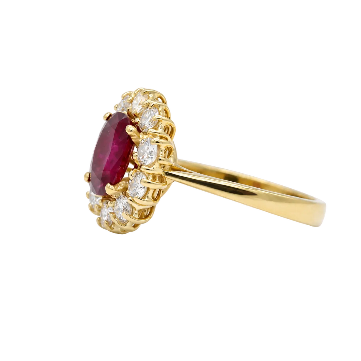 Bague Marguerite en or jaune, rubis et diamants