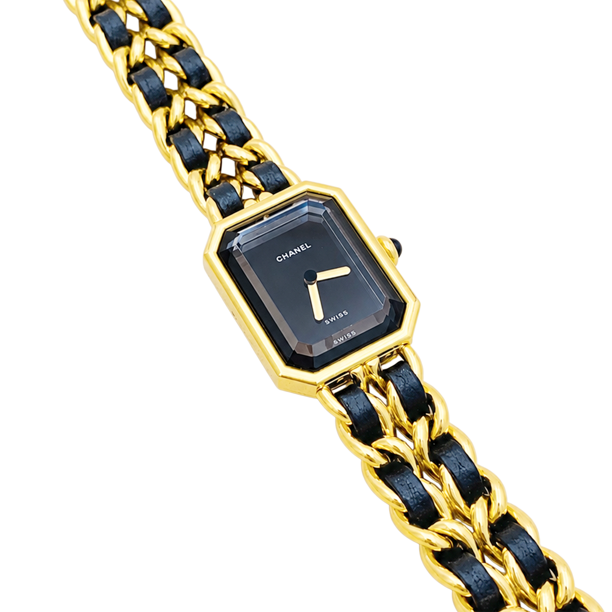 Montre CHANEL "Première" plaqué or, acier et cuir