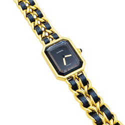 Montre CHANEL "Première" plaqué or, acier et cuir