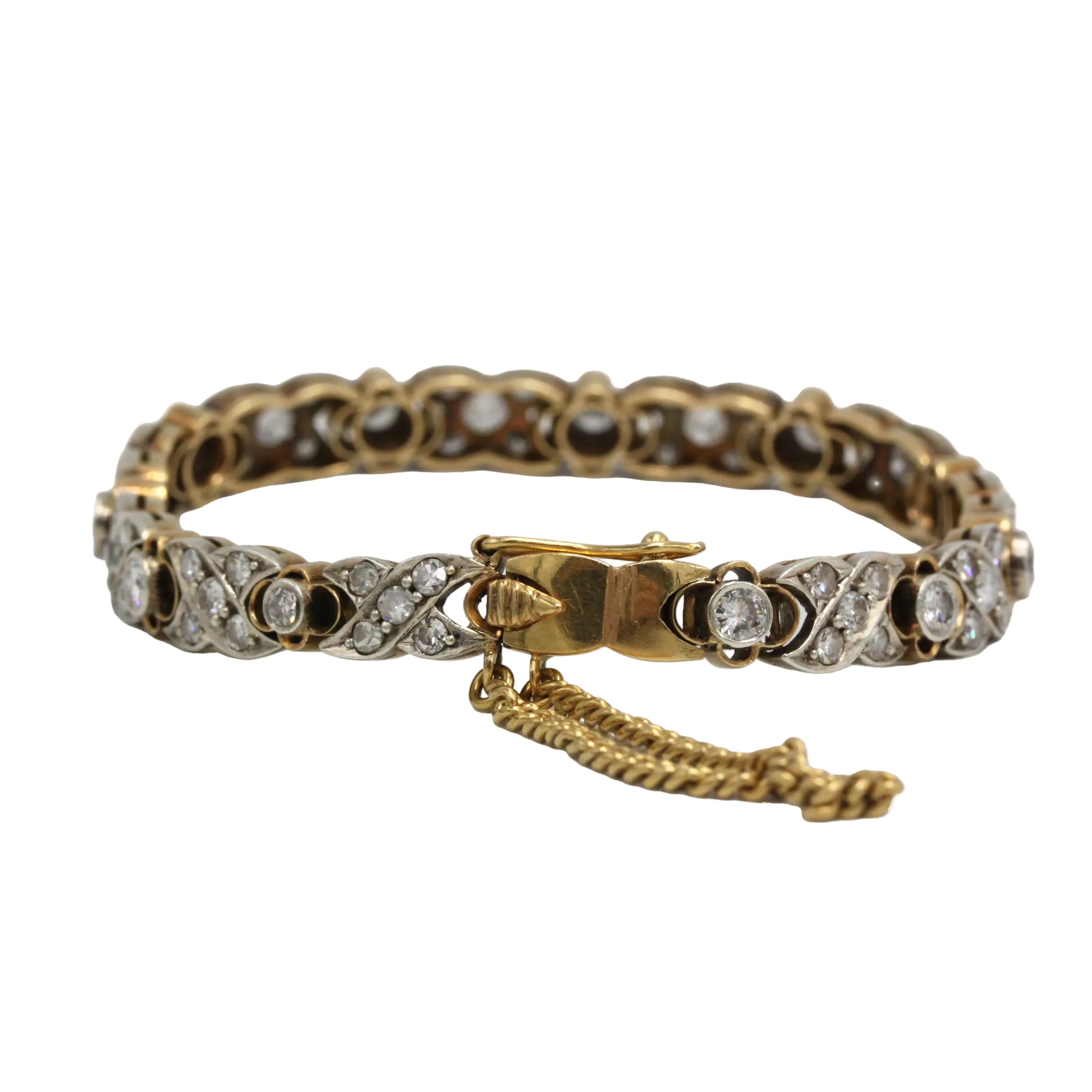 Bracelet Ligne en or jaune, argent et diamants