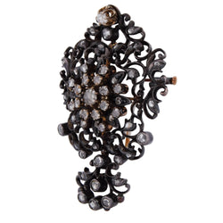 Broche-Pendentif en or jaune, argent et diamants