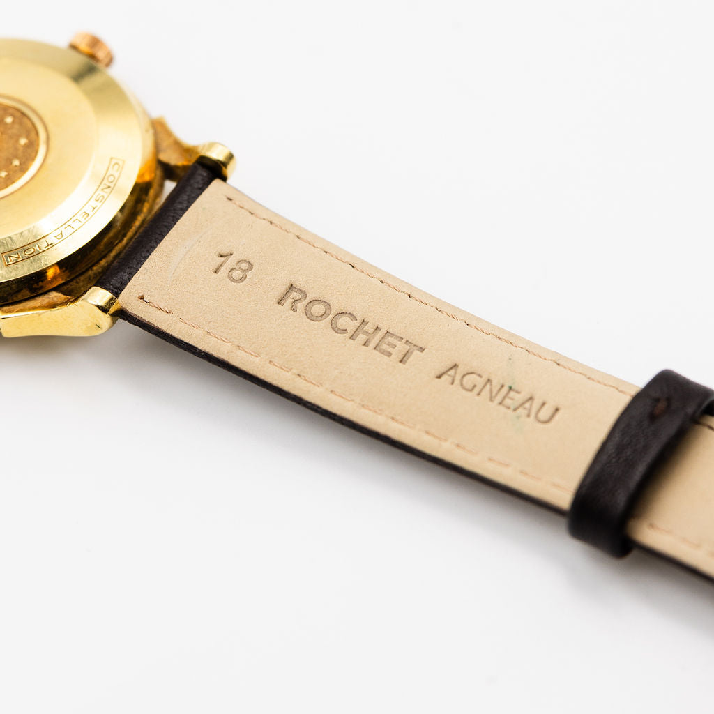 Montre OMEGA Constellation en or jaune et cuir