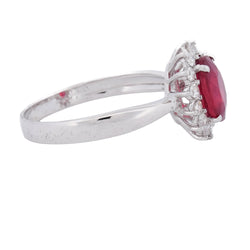 Bague Entourage en or blanc, rubis et diamants