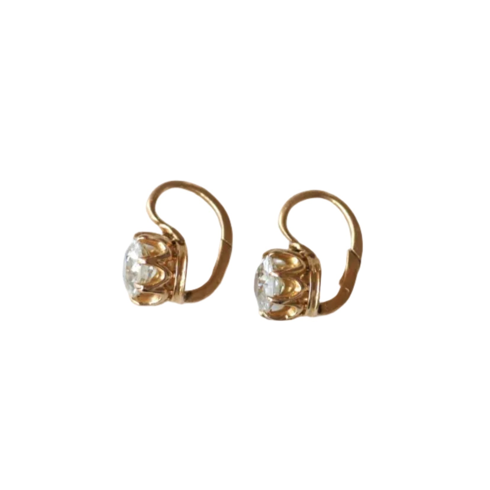 Boucles d'oreilles Dormeuses en or rose et diamants