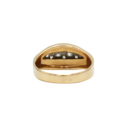 Bague Jarretière en or jaune, platine et diamants