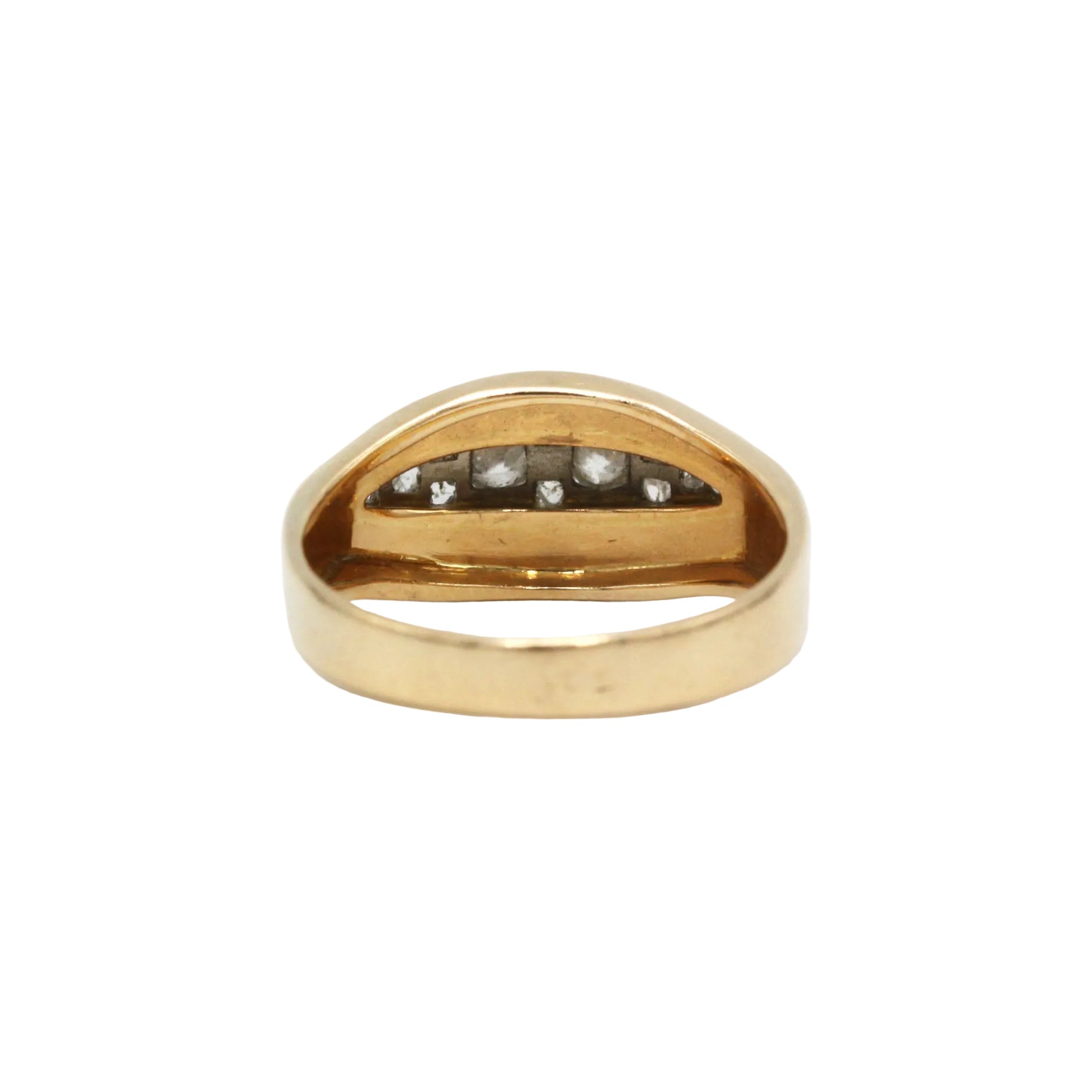 Bague Jarretière en or jaune, platine et diamants