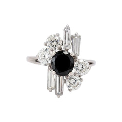 Bague Cocktail en or blanc, saphir et diamants