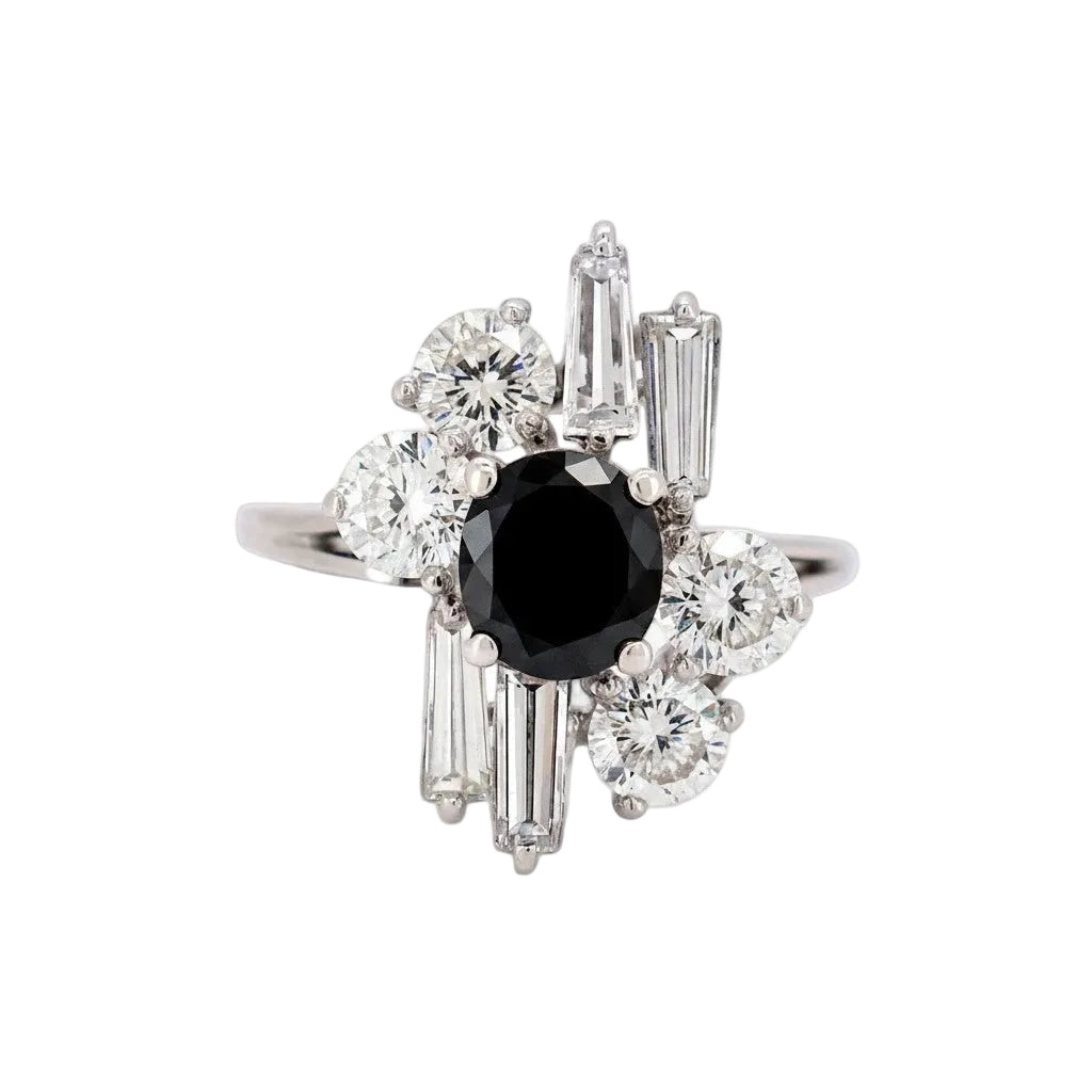 Bague Cocktail en or blanc, saphir et diamants