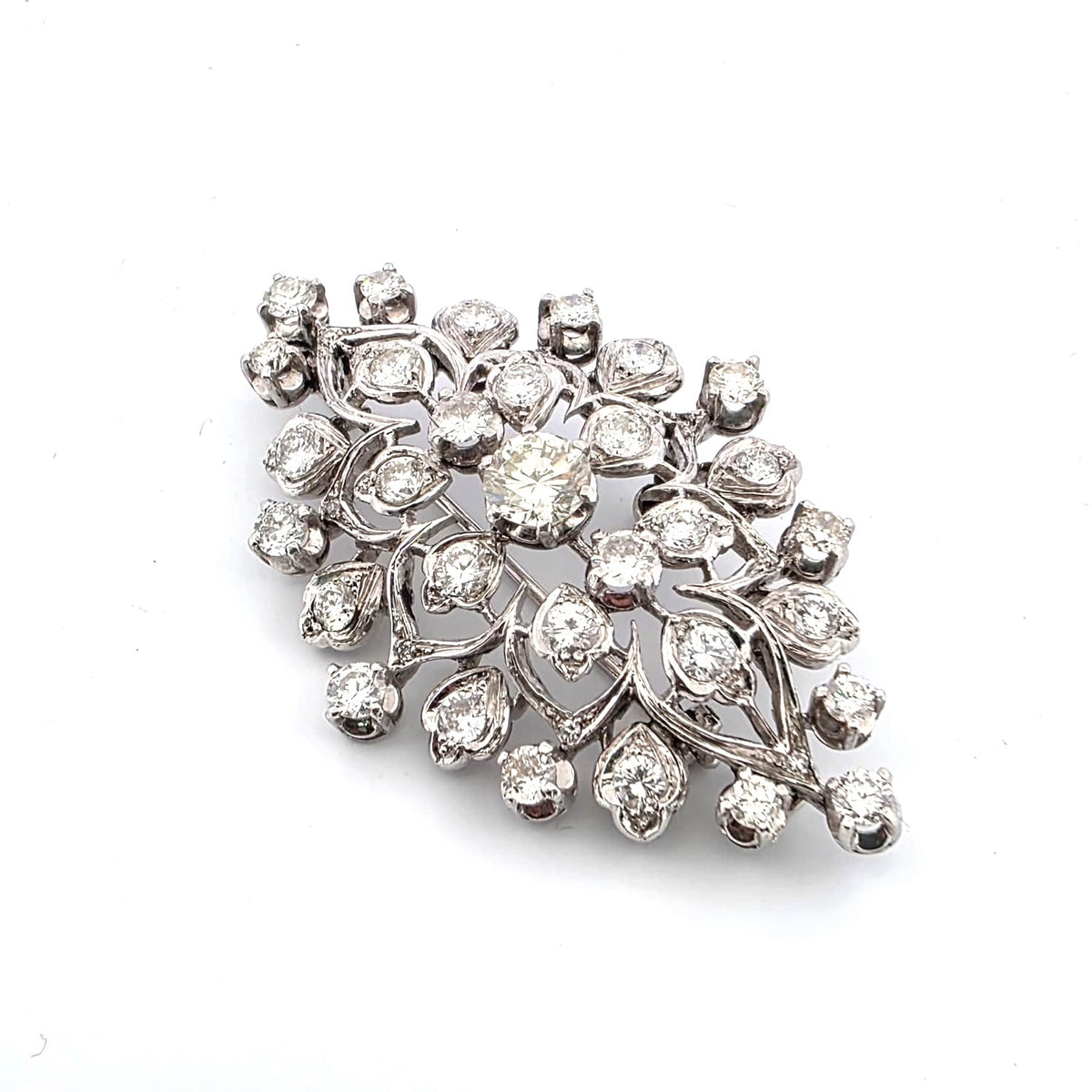 Broche Épingle en or blanc et diamants