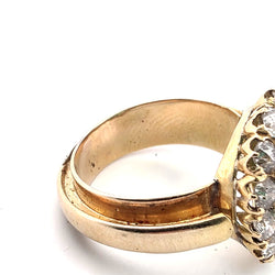 Bague Entourage en or jaune, émeraude et diamants