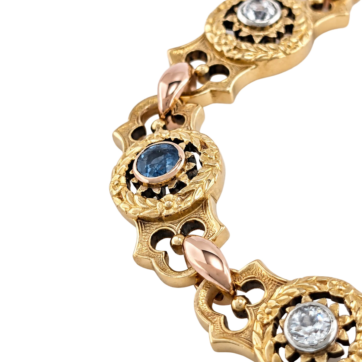 Bracelet Maille en or jaune, saphirs et diamants
