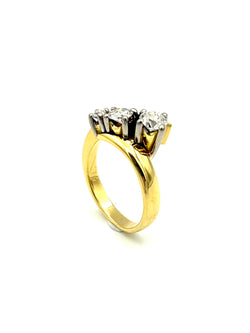 Bague vintage 2 ors  et diamants