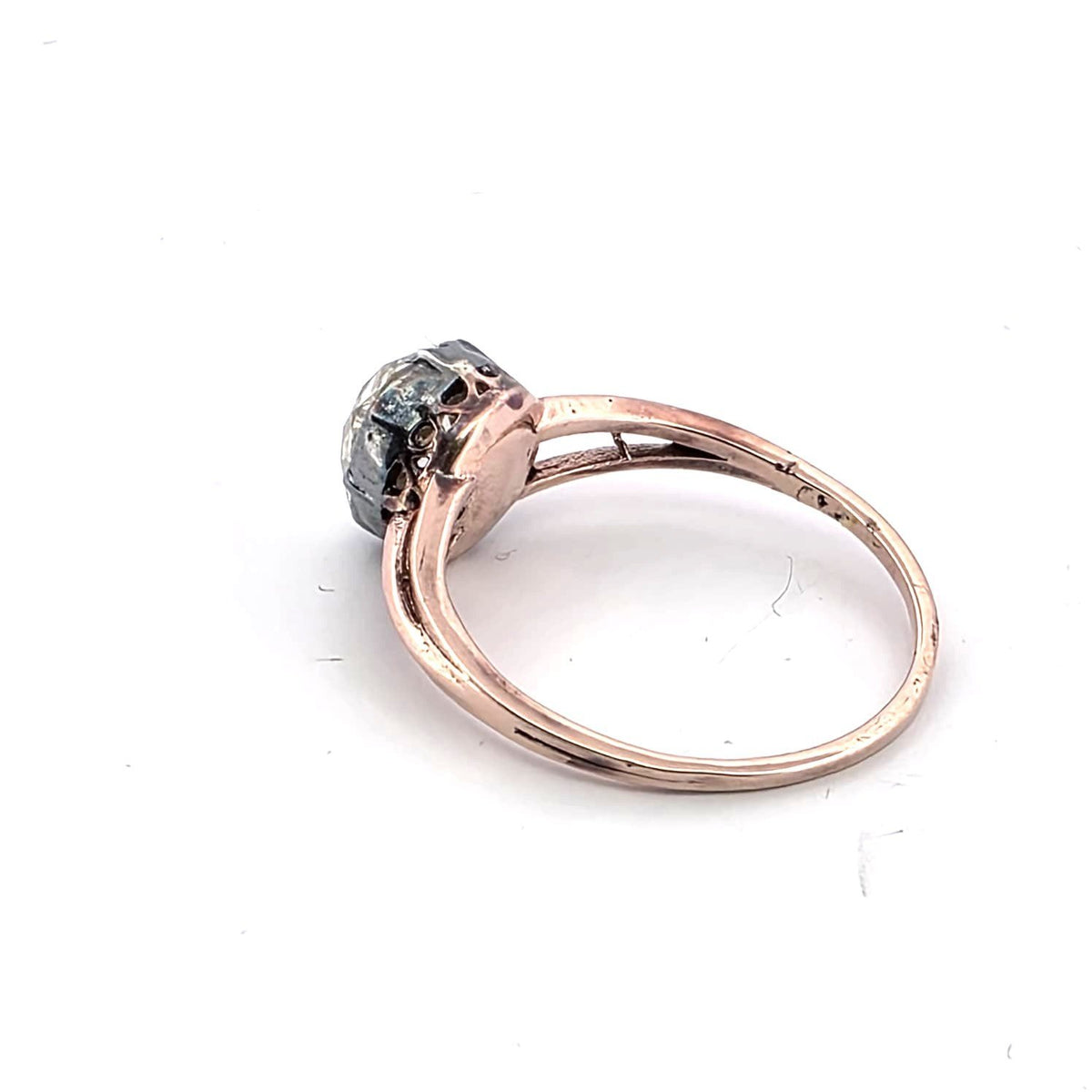Bague Solitaire en or rose, argent et diamant