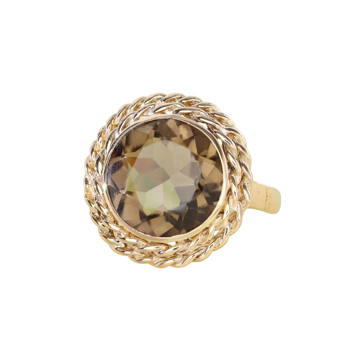 Bague Cocktail en or jaune et quartz