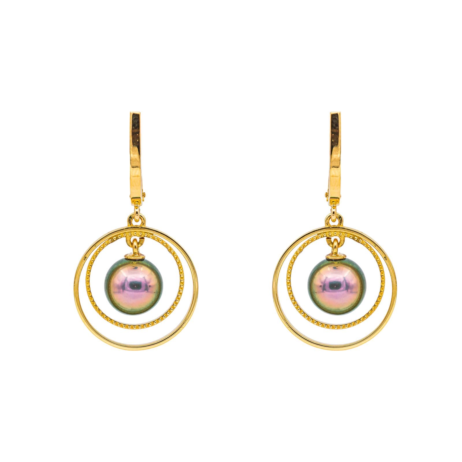 Boucles d'oreilles  Or jaune  Perle