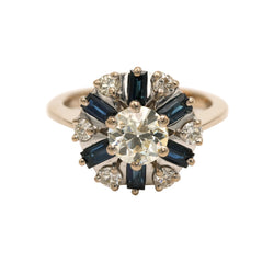 Bague Entourage en or blanc, saphirs et diamants