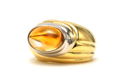 Bague Jonc en or blanc, or jaune et citrine