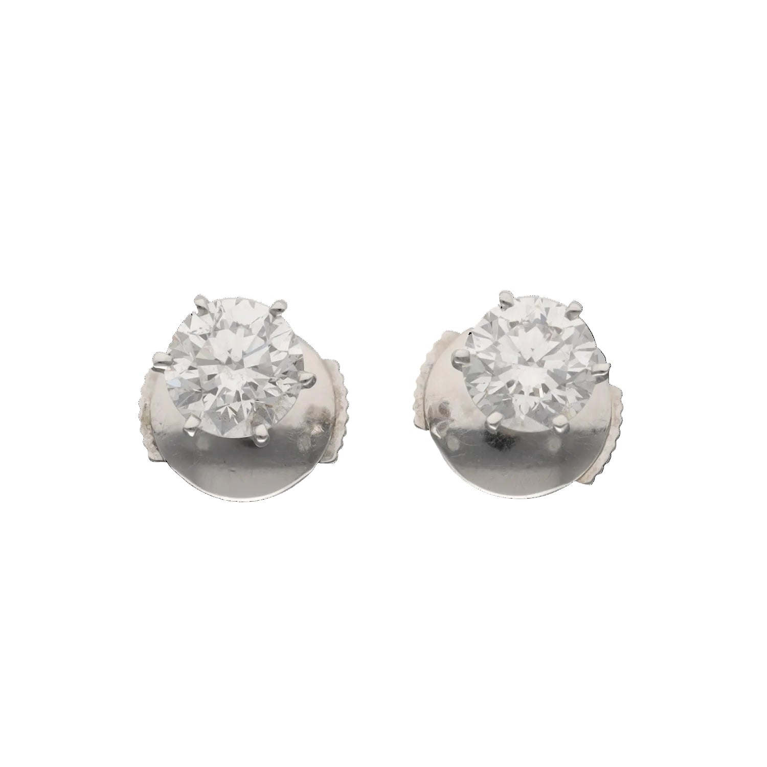Boucles d'oreilles Puces en or blanc, platine et diamants