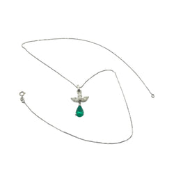 Collier Pendentif en or blanc, émeraude et diamants