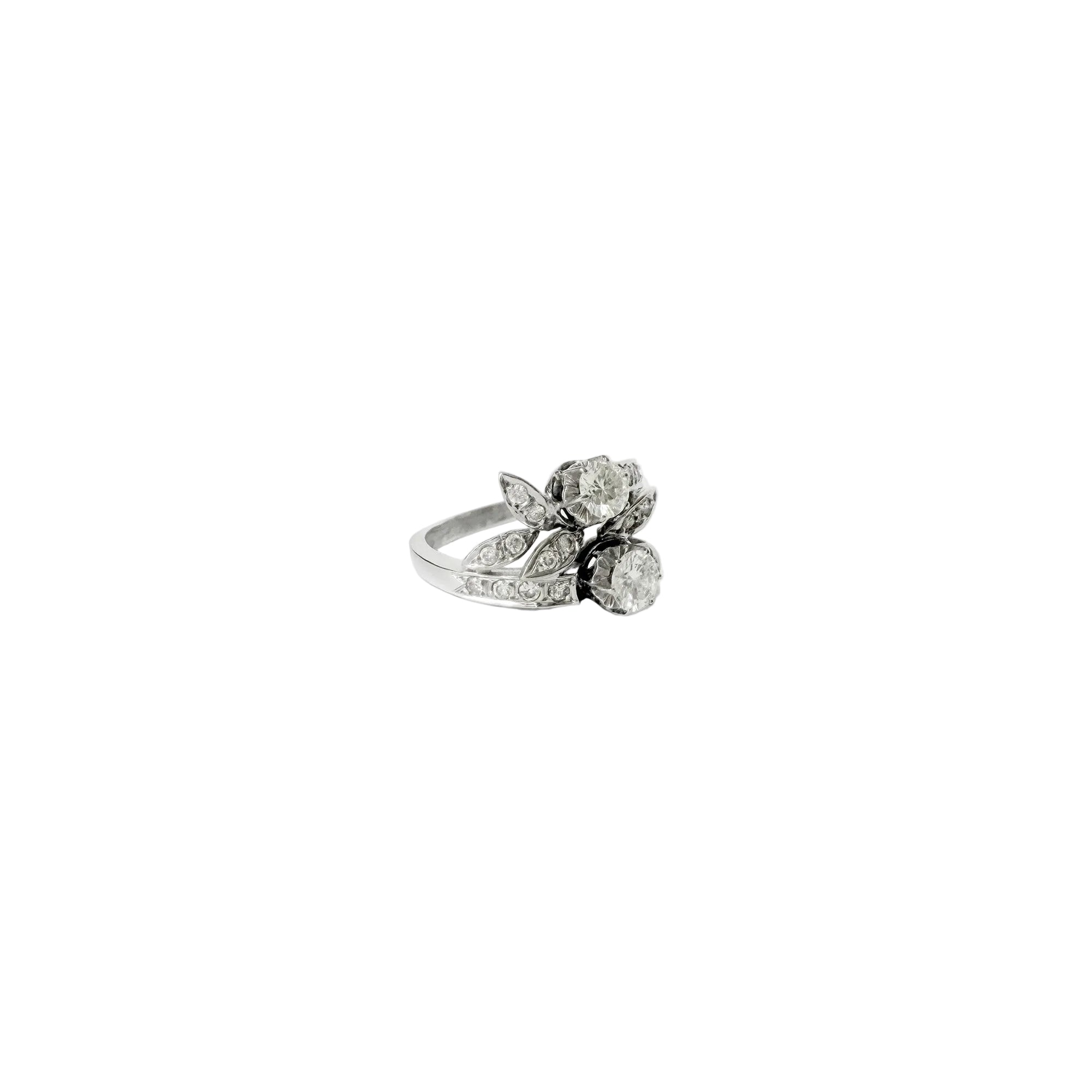 Bague Toi & Moi en or blanc et diamants