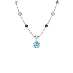 Collier BULGARI "Parentesi Cocktail" en or blanc, topazes bleues, améthystes et diamants