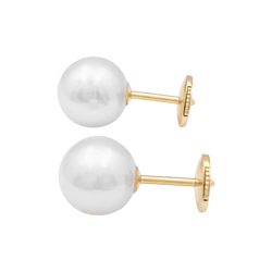 Boucles d'oreilles Puces en or jaune et perles